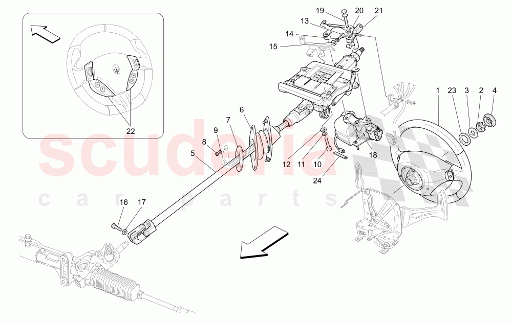 STEERING COLUMN AND STEERING WHEEL UNIT (Not available with: Special Edition) of Maserati Maserati GranTurismo (2009-2012) S Auto