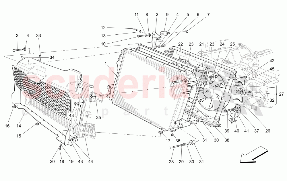 COOLING: AIR RADIATORS AND DUCTS of Maserati Maserati Quattroporte (2008-2012) S 4.7