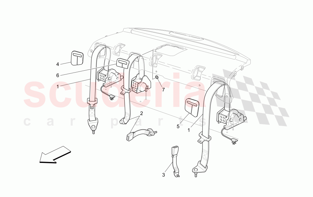 REAR SEAT BELTS of Maserati Maserati Quattroporte (2008-2012) S 4.7