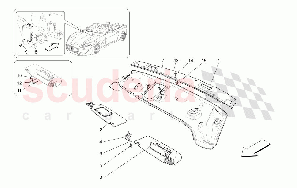 ROOF AND SUN VISORS of Maserati Maserati GranCabrio (2016+) MC