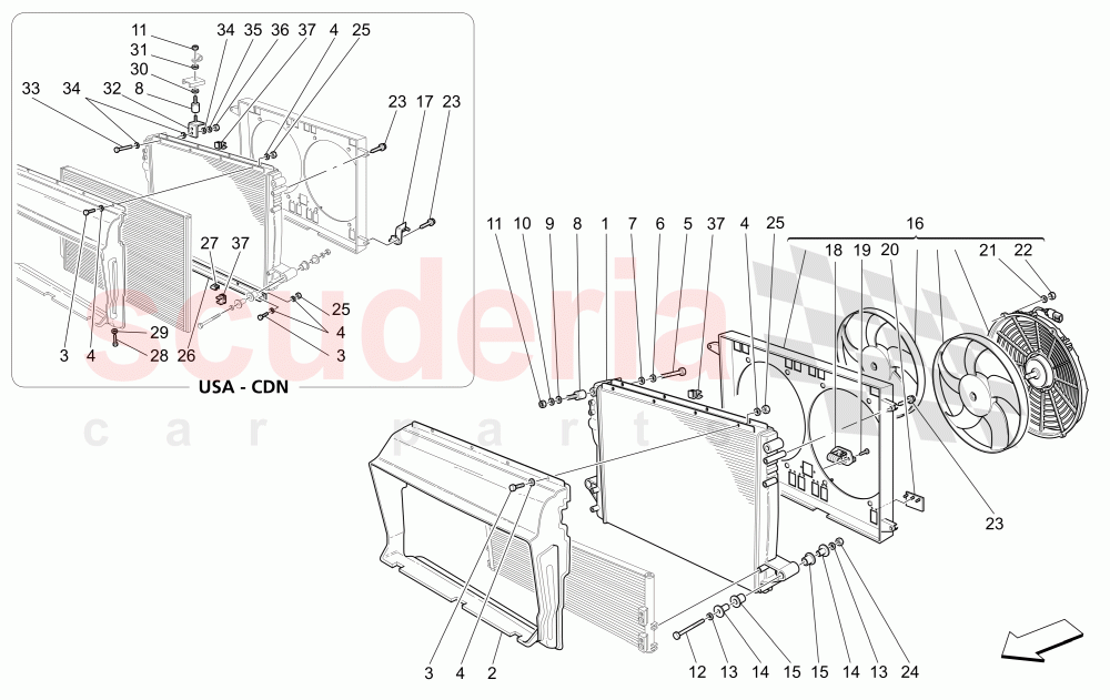 COOLING: AIR RADIATORS AND DUCTS of Maserati Maserati GranSport Spyder (2005-2007)