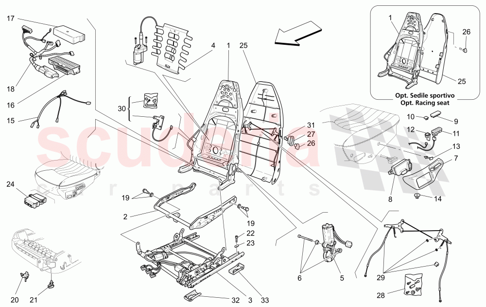 FRONT SEATS: MECHANICS AND ELECTRONICS of Maserati Maserati 4200 Coupe (2005-2007) GT