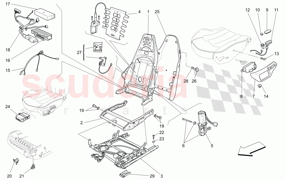 FRONT SEATS: MECHANICS AND ELECTRONICS of Maserati Maserati GranSport Spyder (2005-2007)