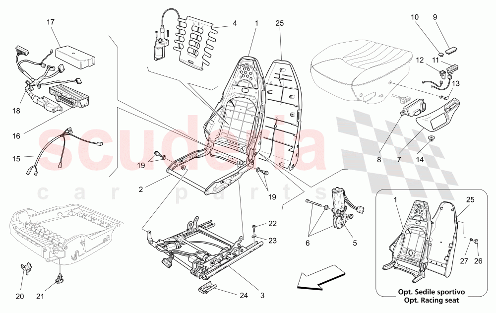 FRONT SEATS: MECHANICS AND ELECTRONICS of Maserati Maserati 4200 Spyder (2005-2007) CC