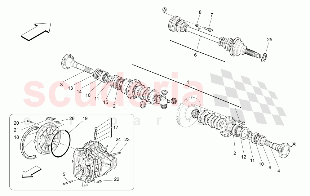 DIFFERENTIAL AND REAR AXLE SHAFTS of Maserati Maserati GranTurismo (2008-2010) S