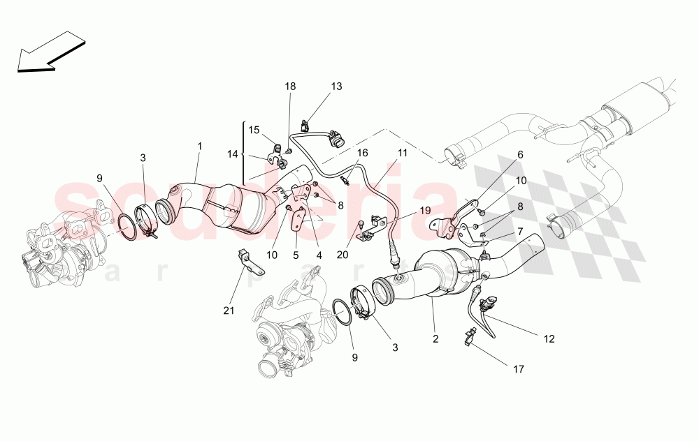 PRE-CATALYTIC CONVERTERS AND CATALYTIC CONVERTERS (Not available with: EURO 6C) of Maserati Maserati Quattroporte (2013-2016) S V6 410bhp