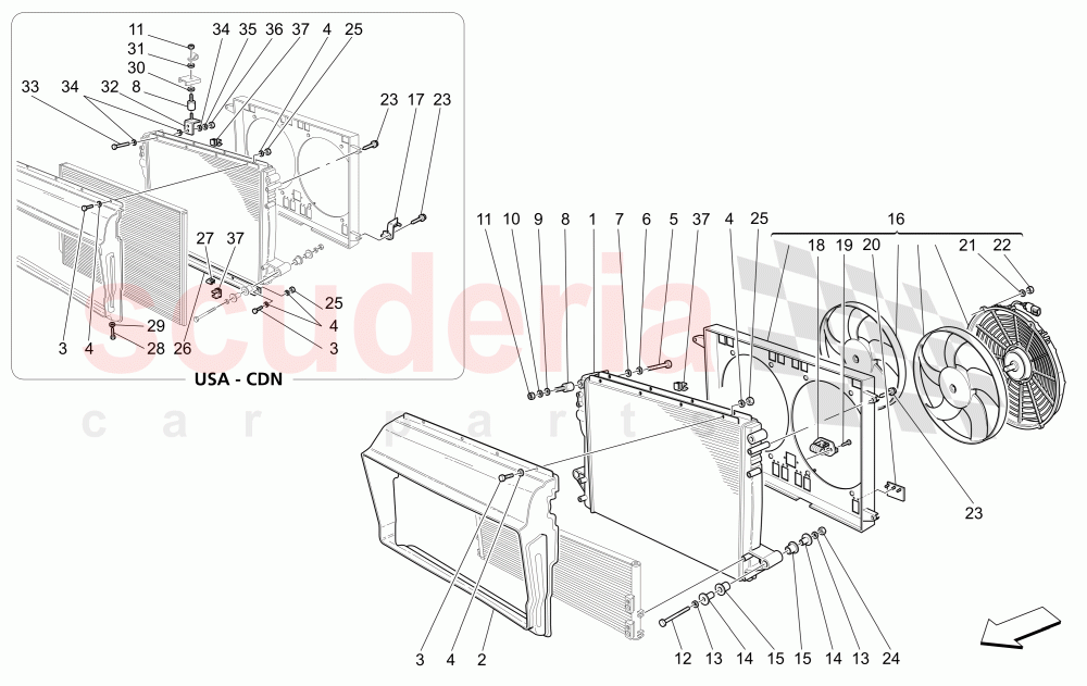 COOLING: AIR RADIATORS AND DUCTS of Maserati Maserati 4200 Coupe (2002-2004) CC