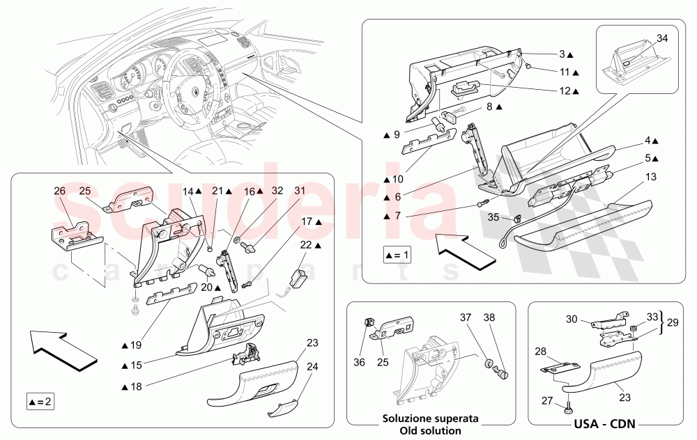 GLOVE COMPARTMENTS of Maserati Maserati Quattroporte (2003-2007) Auto