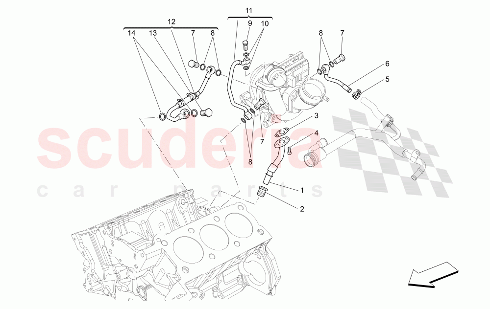 TURBOCHARGING SYSTEM: LUBRICATION AND COOLING of Maserati Maserati Quattroporte (2017+) Diesel