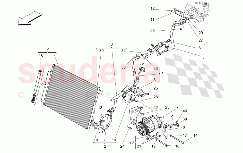 A/C UNIT: ENGINE COMPARTMENT DEVICES (Not available with: FOUR-ZONE AUTOMATIC CLIMA) of Maserati Maserati Quattroporte (2013-2016) S V6 410bhp