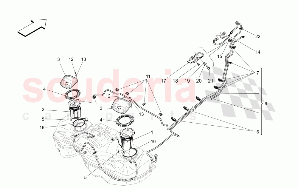 FUEL PUMPS AND CONNECTION LINES of Maserati Maserati Quattroporte (2013-2016) V6 330bhp