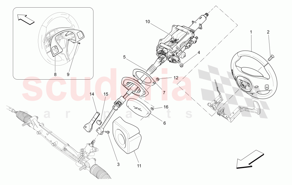 STEERING COLUMN AND STEERING WHEEL UNIT of Maserati Maserati Quattroporte (2013-2016) Diesel