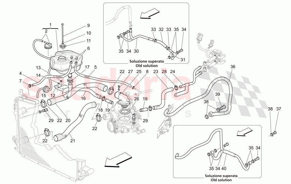 COOLING SYSTEM: NOURICE AND LINES of Maserati Maserati Quattroporte (2009-2012) Sport GTS