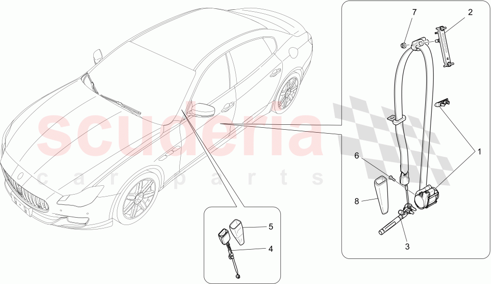 FRONT SEATBELTS of Maserati Maserati Quattroporte (2013-2016) V6 330bhp