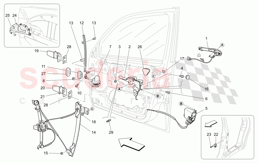 FRONT DOORS: MECHANISMS of Maserati Maserati Quattroporte (2003-2007) Auto