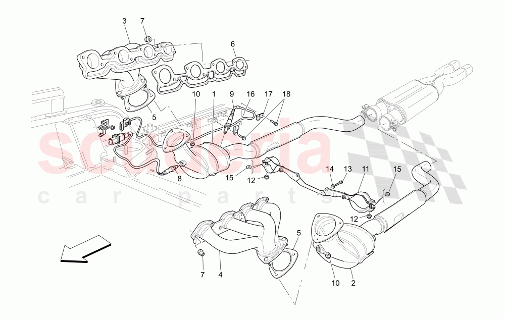 PRE-CATALYTIC CONVERTERS AND CATALYTIC CONVERTERS of Maserati Maserati GranCabrio (2011-2012) Sport