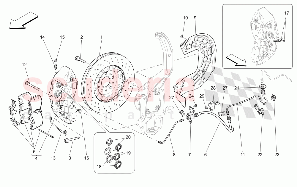 BRAKING DEVICES ON FRONT WHEELS of Maserati Maserati Quattroporte (2013+) GTS