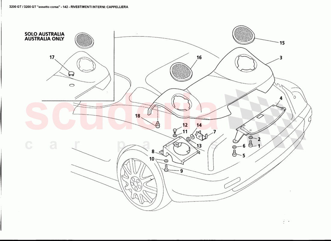 INNER TRIMS: PARCEL SHELF of Maserati Maserati 3200 GT / Assetto Corsa