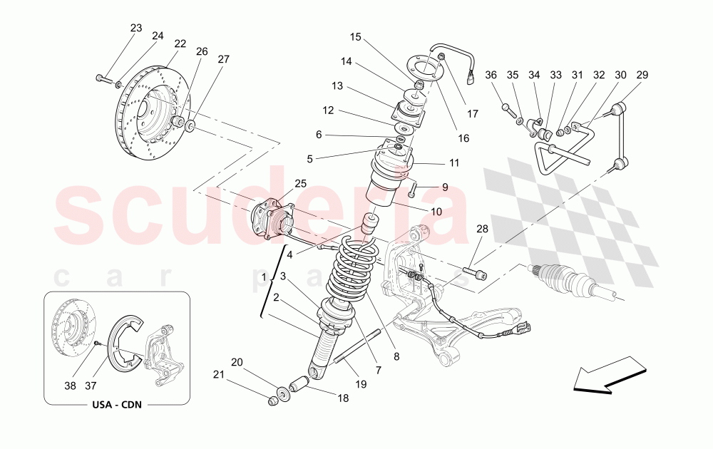 REAR SHOCK ABSORBER DEVICES (Includes brake discs) of Maserati Maserati GranSport Spyder (2005-2007)