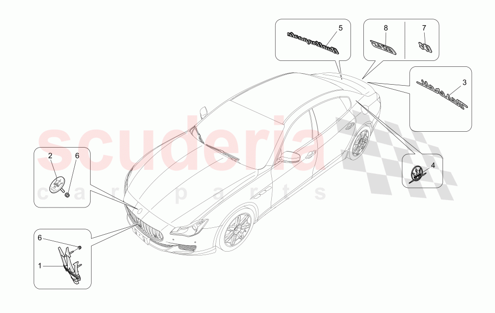 TRIMS, BRANDS AND SYMBOLS of Maserati Maserati Quattroporte (2013+) GTS