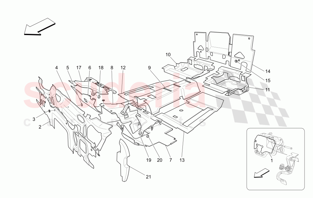 SOUND-PROOFING PANELS INSIDE THE VEHICLE of Maserati Maserati GranCabrio (2016+) MC