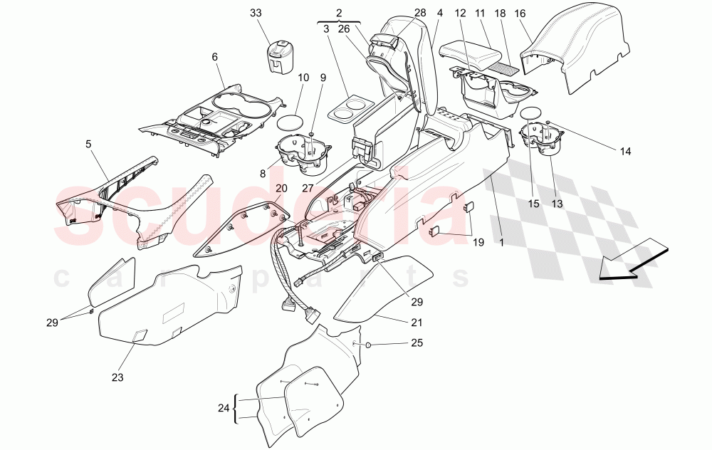 ACCESSORY CONSOLE AND CENTRE CONSOLE of Maserati Maserati GranCabrio (2016+) MC