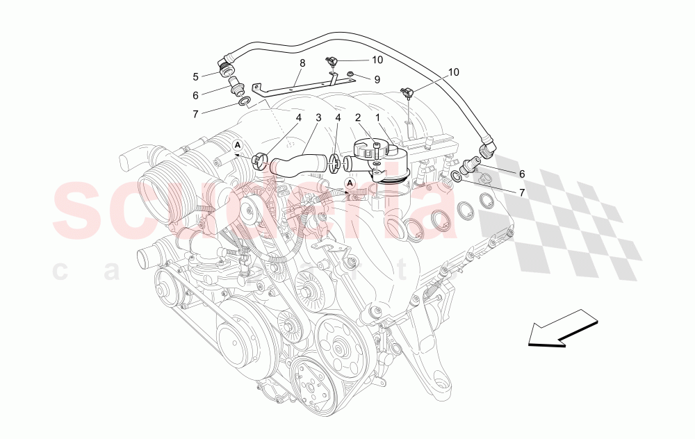 OIL VAPOUR RECIRCULATION SYSTEM of Maserati Maserati Quattroporte (2003-2007) Auto