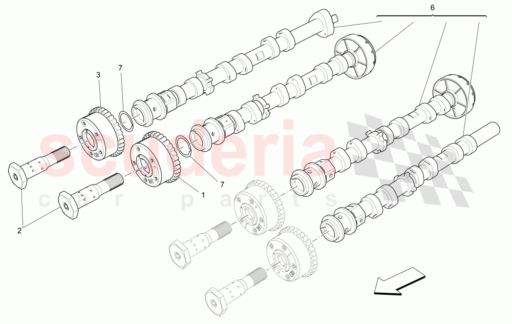 RH CYLINDER HEAD CAMSHAFTS of Maserati Maserati Quattroporte (2013-2016) S Q4