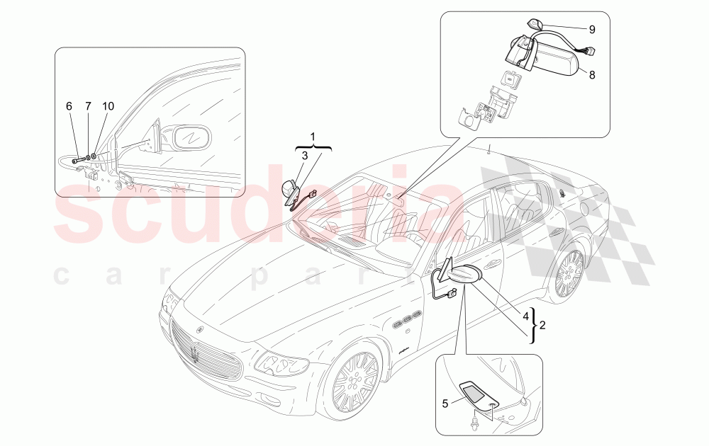 INTERNAL AND EXTERNAL REAR-VIEW MIRRORS of Maserati Maserati Quattroporte (2003-2007) DuoSelect