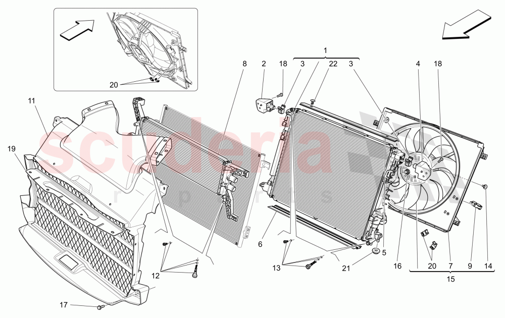 COOLING: AIR RADIATORS AND DUCTS of Maserati Maserati Quattroporte (2013-2016) V6 330bhp