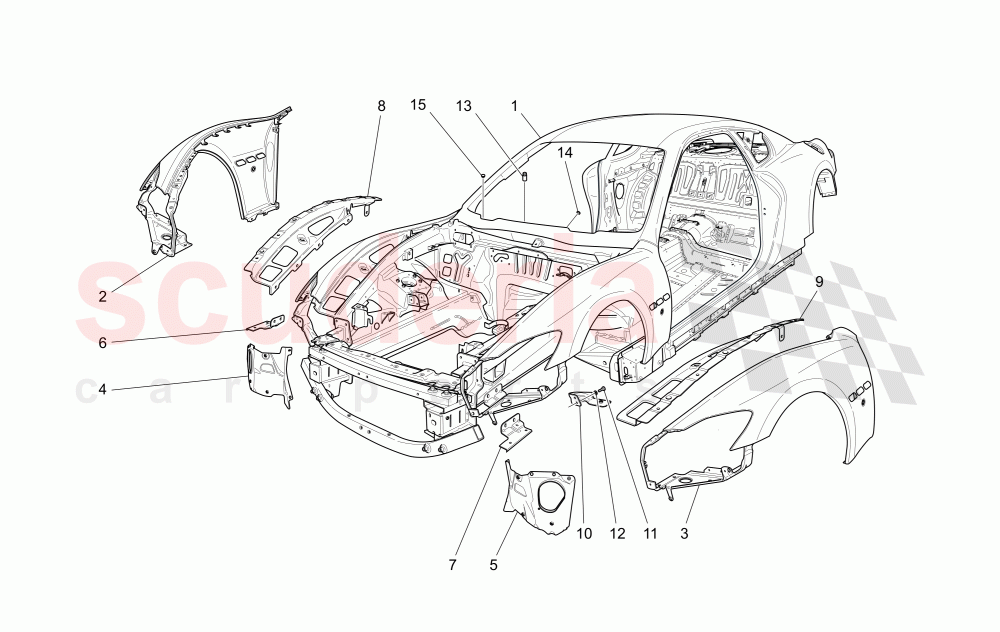 BODYWORK AND FRONT OUTER TRIM PANELS of Maserati Maserati GranTurismo (2011-2012) S