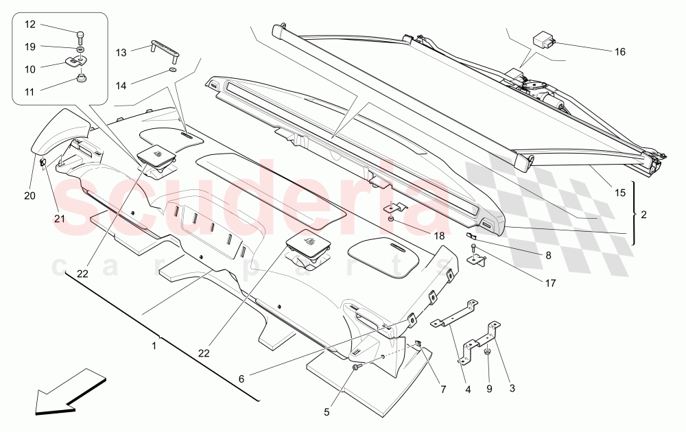 REAR PARCEL SHELF (Available with: COMFORT-LUXURY REAR SEATS WITH CENTRAL CONSOLE) of Maserati Maserati Quattroporte (2013+) GTS