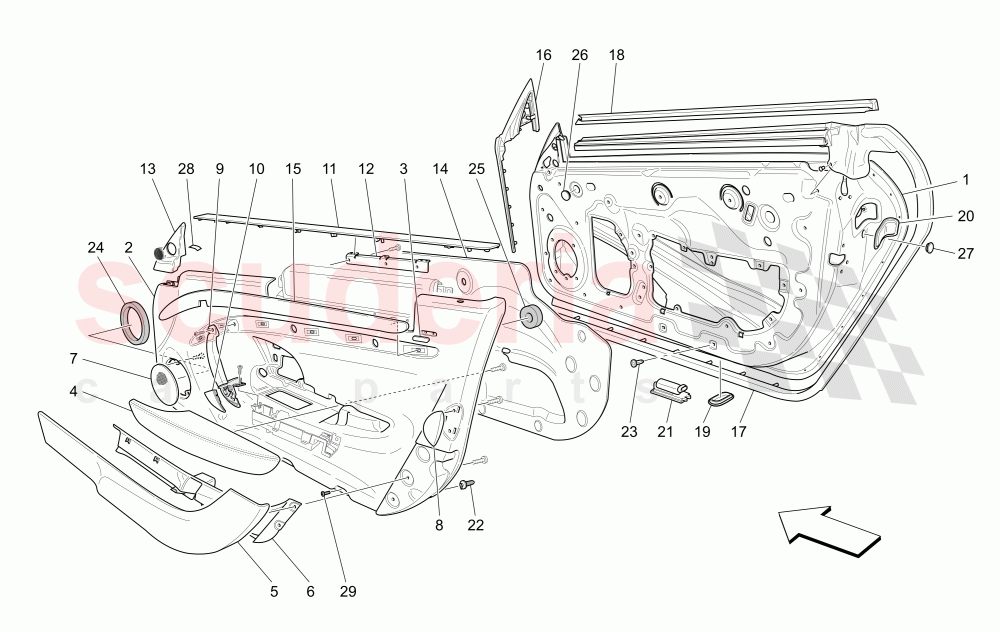 FRONT DOORS: TRIM PANELS (Not available with: CENTENNIAL INTERNALS, Special Edition) of Maserati Maserati GranTurismo (2011-2012) S