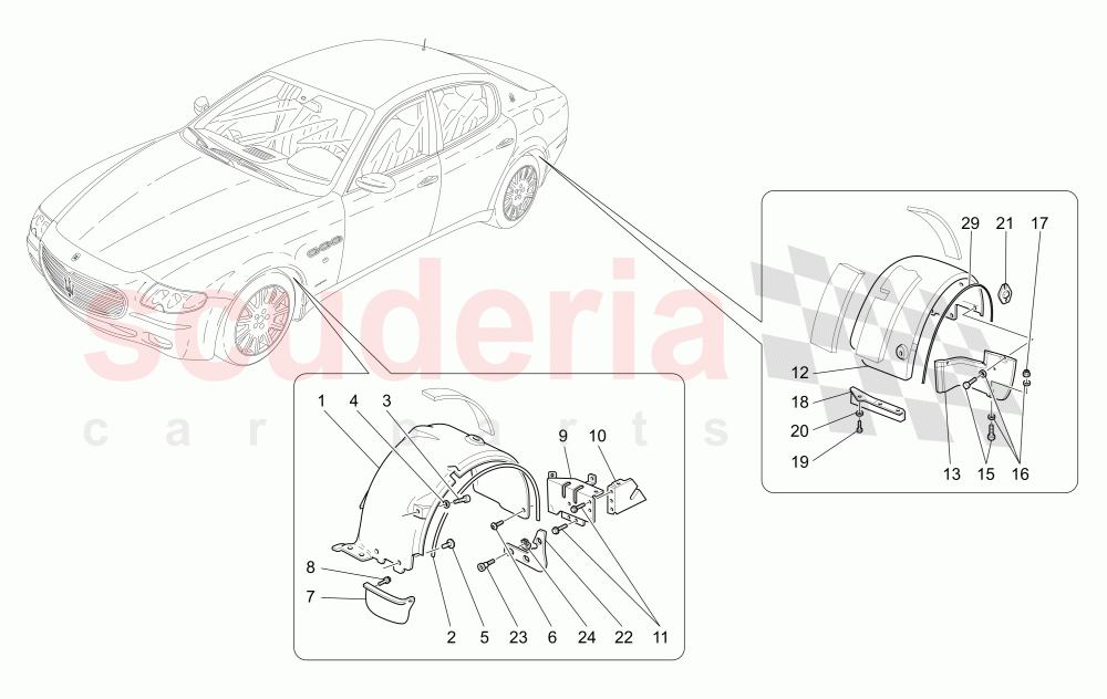 WHEELHOUSE AND LIDS of Maserati Maserati Quattroporte (2003-2007) Auto