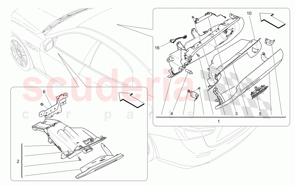 GLOVE COMPARTMENTS (Not available with: GLOVE BOX DOOR WITH ELECTRONIC LOCK) of Maserati Maserati Ghibli (2014-2016)