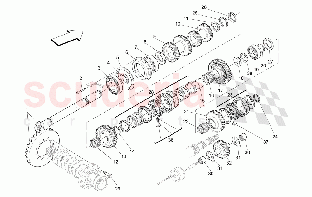 LAY SHAFT GEARS of Maserati Maserati Quattroporte (2003-2007) DuoSelect