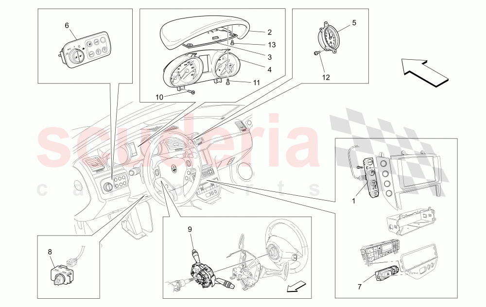 DASHBOARD DEVICES (Not available with: Special Edition) of Maserati Maserati GranTurismo (2011-2013) Auto