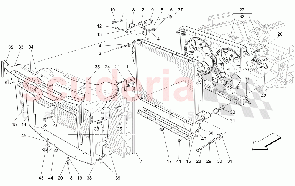 COOLING: AIR RADIATORS AND DUCTS of Maserati Maserati Quattroporte (2003-2007) Auto