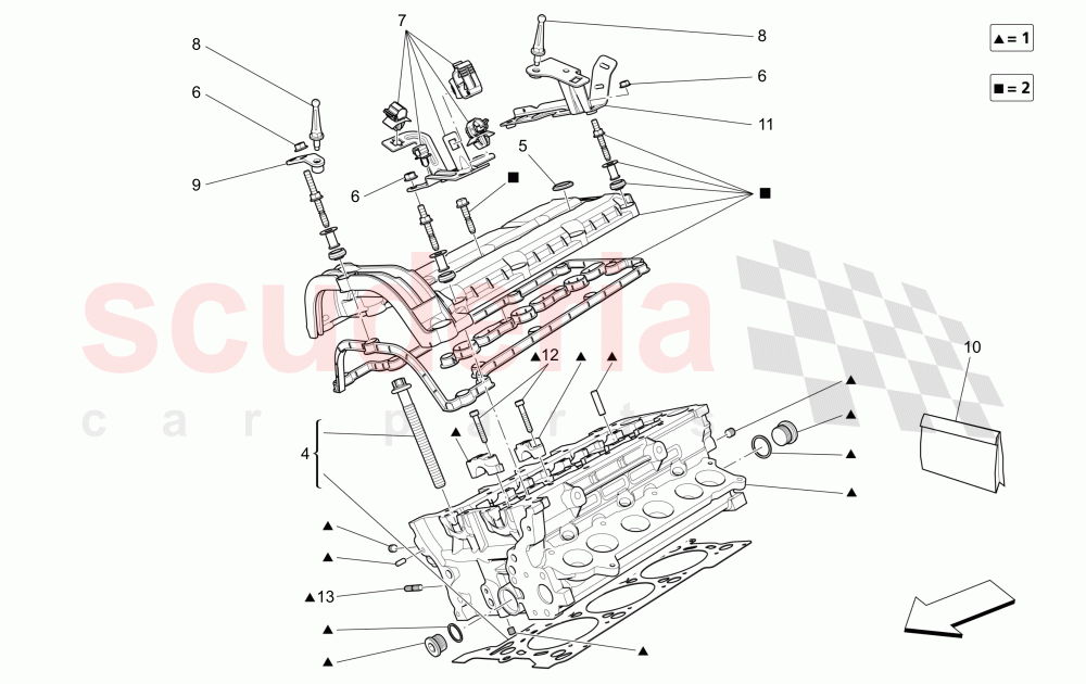 RH CYLINDER HEAD of Maserati Maserati Quattroporte (2017+) Diesel