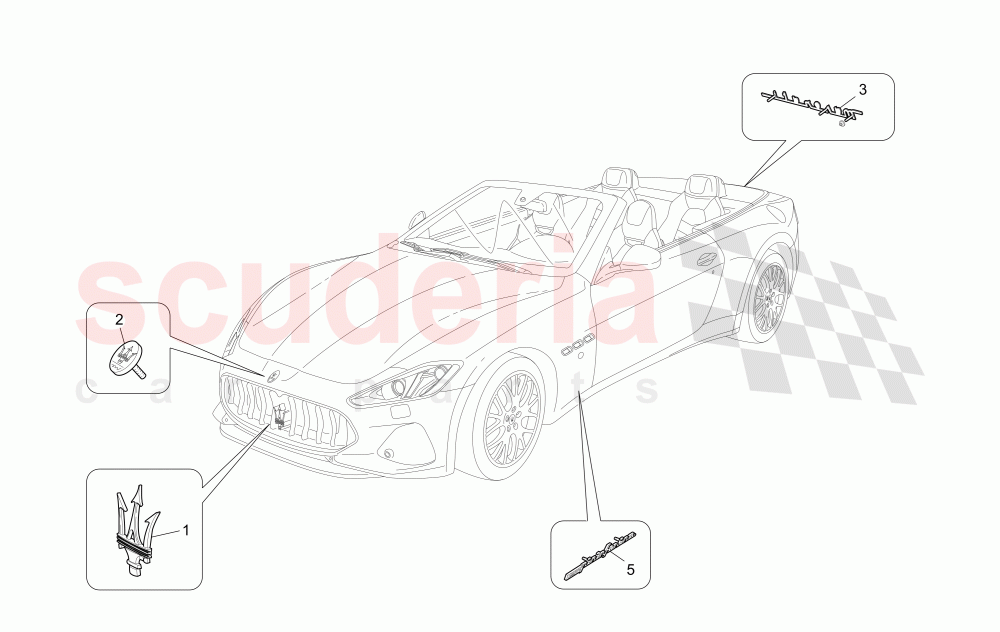 TRIMS, BRANDS AND SYMBOLS of Maserati Maserati GranCabrio (2016+) MC