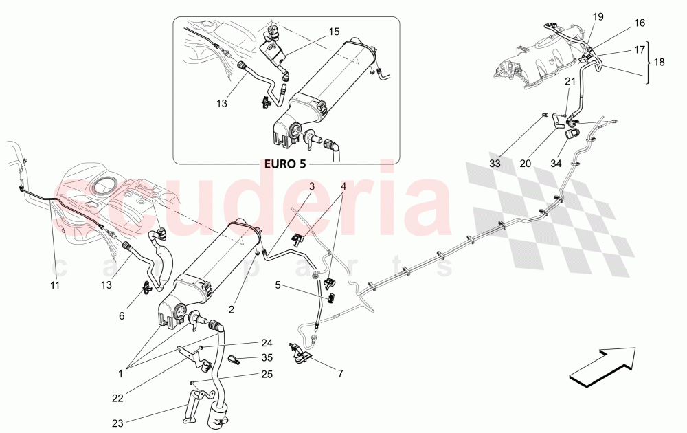 FUEL VAPOUR RECIRCULATION SYSTEM of Maserati Maserati Quattroporte (2013-2016) V6 330bhp