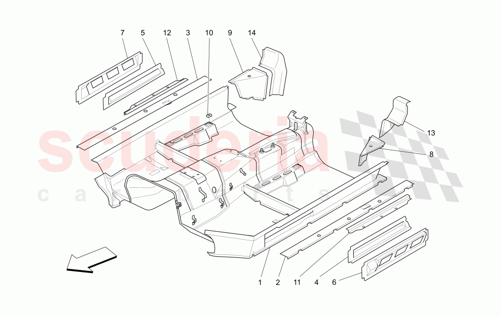 CENTRAL STRUCTURAL FRAMES AND SHEET PANELS of Maserati Maserati GranSport Spyder (2005-2007)