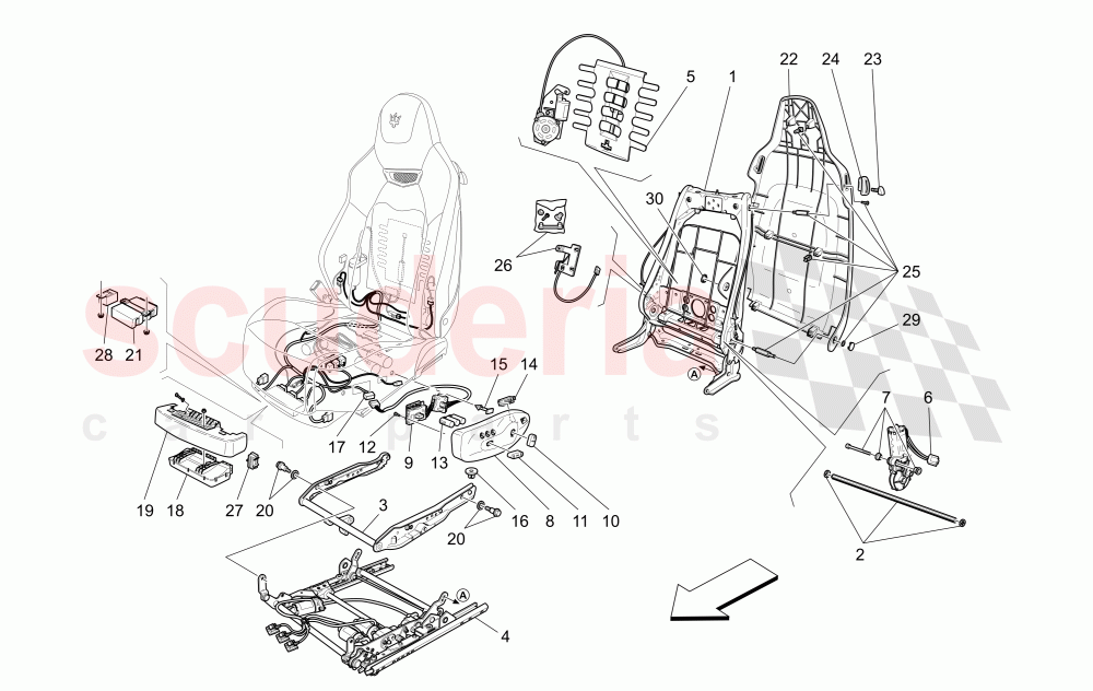 FRONT SEATS: MECHANICS AND ELECTRONICS of Maserati Maserati GranCabrio (2016+) MC