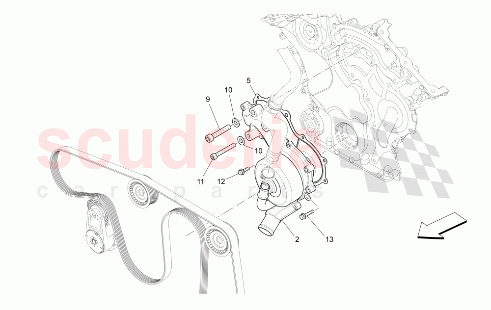 COOLING SYSTEM: WATER PUMP of Maserati Maserati Quattroporte (2013-2016) V6 330bhp