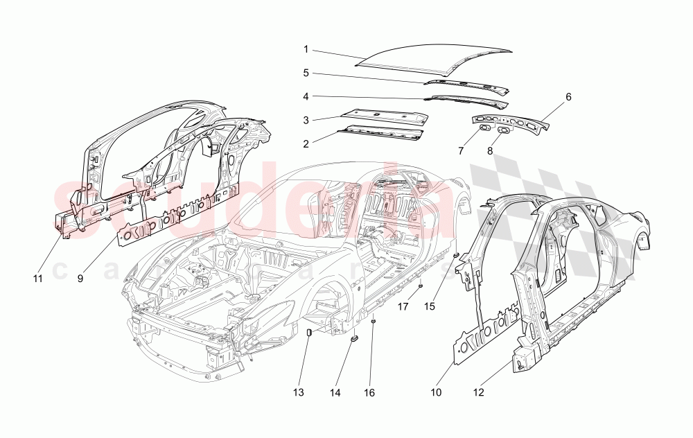 BODYWORK AND CENTRAL OUTER TRIM PANELS of Maserati Maserati GranTurismo (2011-2012) S