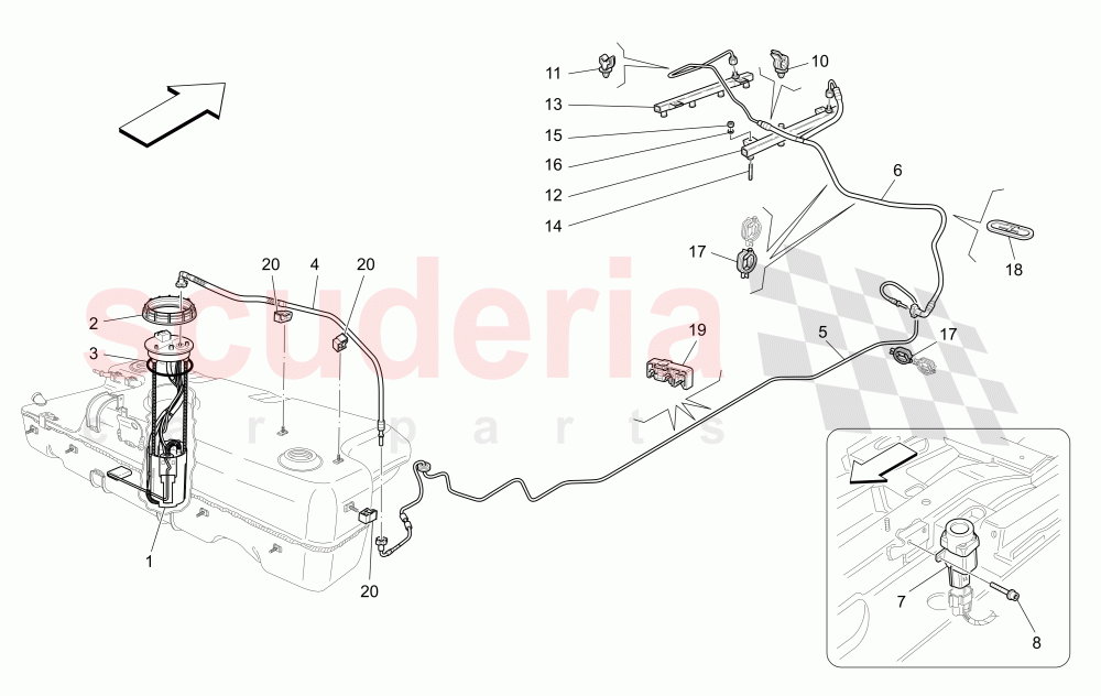 FUEL PUMPS AND CONNECTION LINES of Maserati Maserati GranCabrio (2013+)