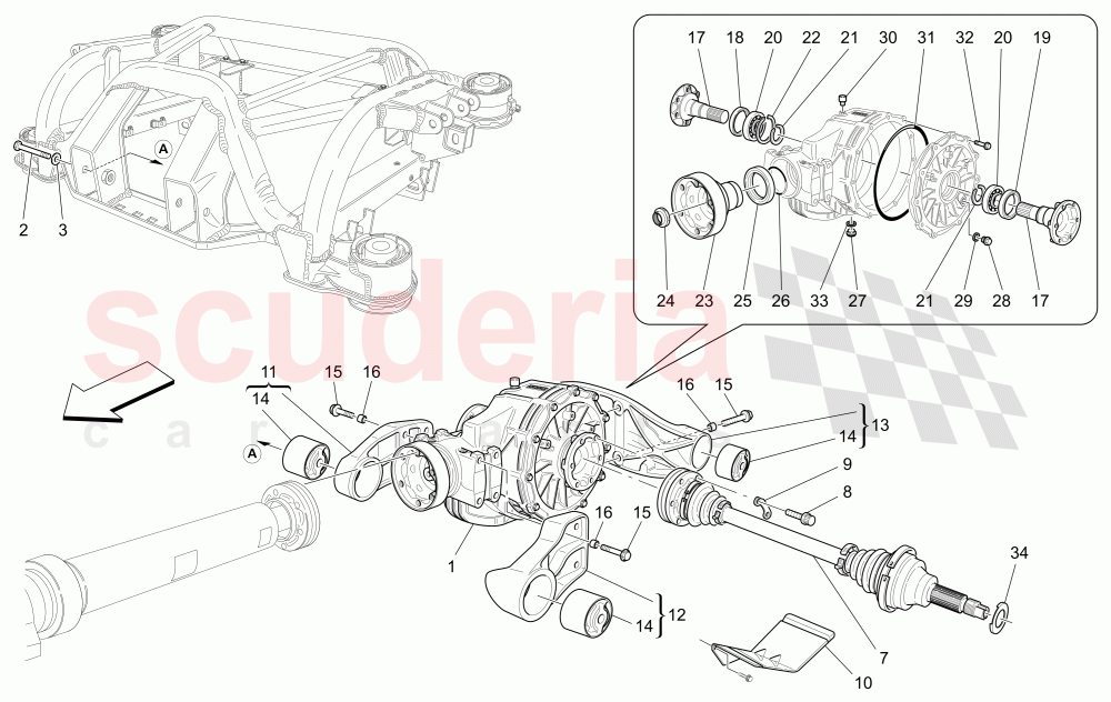 DIFFERENTIAL AND REAR AXLE SHAFTS of Maserati Maserati GranTurismo (2014+) Auto