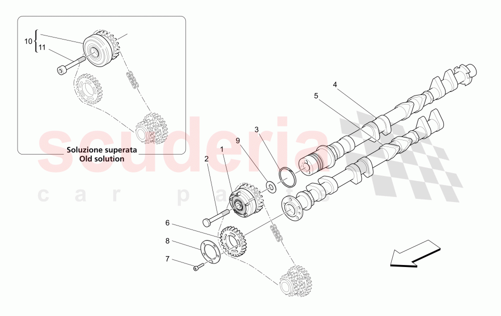 RH CYLINDER HEAD CAMSHAFTS of Maserati Maserati GranCabrio (2013+)