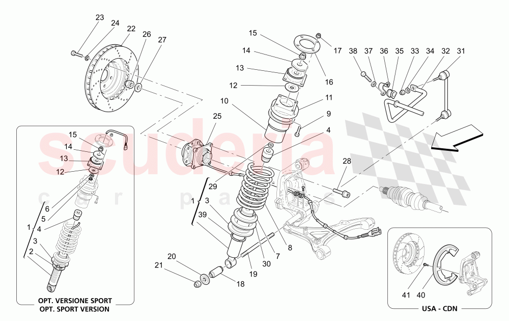 REAR SHOCK ABSORBER DEVICES (Includes brake discs) of Maserati Maserati 4200 Coupe (2002-2004) GT