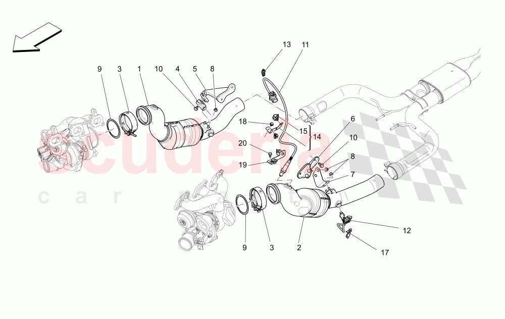 PRE-CATALYTIC CONVERTERS AND CATALYTIC CONVERTERS (Not available with: EURO 6C) of Maserati Maserati Levante (2017+) S